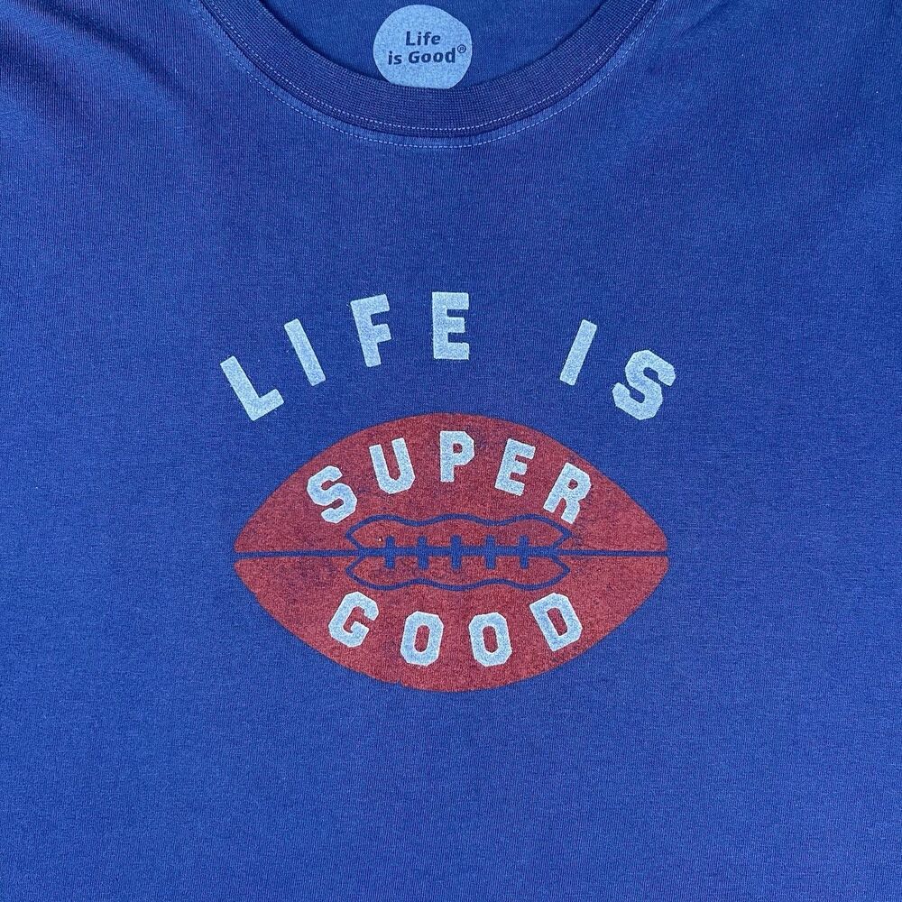 Life Is Good Men's Crusher Tee Classic Fit Football 100% Cotton Blue Size XL - Picture 4 of 12